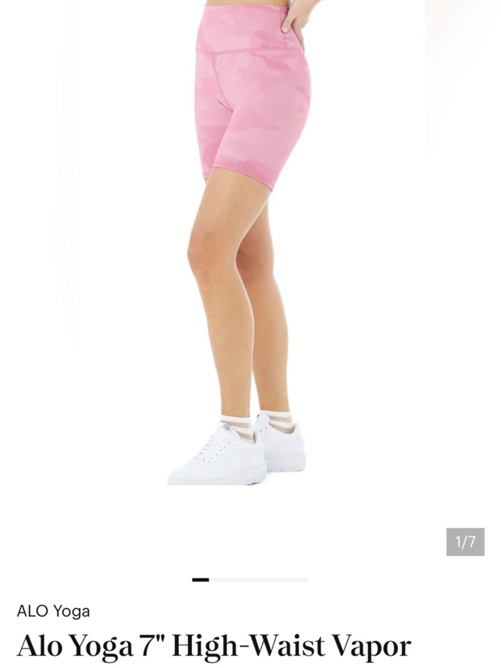 ALO Yoga High-Waist 7" Vapor Bike Shorts - Pink Camo